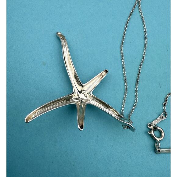 Tiffany & Co. Elsa Peretti Sterling Silver Starfish Pendant Necklace 17” - LARGE - Picture 8 of 16
